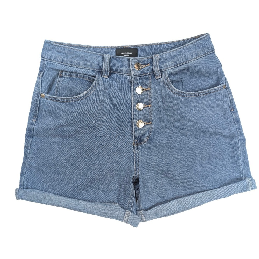 Vero Moda Stretch Light Wash Rivet Button Denim Shorts Women's Size Small / 27x4